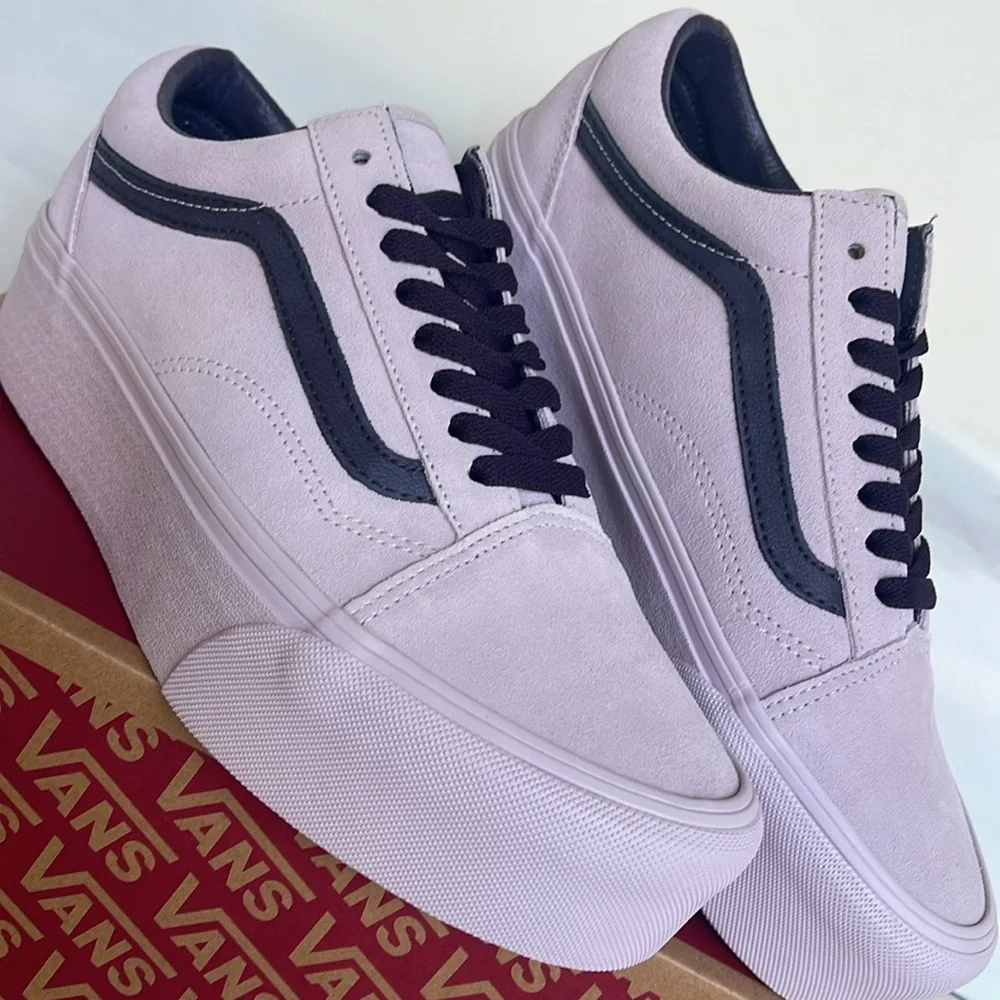 Women’s Vans Old Skool Stackform Suede Lavender VN0009PZLAE Platforms Sneakers
